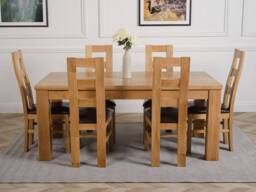 Thats Furniture Dakot 182 x 92cm Oak Large Dining Table & 6 Yale Chairs in Brown - Size: 182 x 92 cm - thumbnail 2
