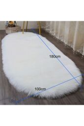 Living and Home 180 x 100cm Oval Super Soft Shaggy Area Rug in White - Size: 100 cm x 180 cm - thumbnail 6