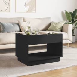 Berkfield Home Coffee Table with Infinity LED Black 70x50x50 cm - Size: 70 x 50 x 50 cm - thumbnail 3
