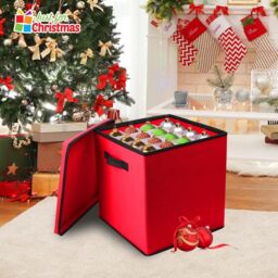 Almineez Christmas Tree 64 Bauble Decorations Box Bag Holder With 4 Trays in Red - thumbnail 2