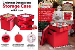 Almineez Christmas Tree 64 Bauble Decorations Box Bag Holder With 4 Trays in Red - thumbnail 3