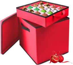 Almineez Christmas Tree 64 Bauble Decorations Box Bag Holder With 4 Trays in Red