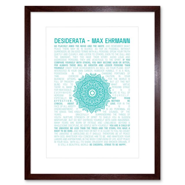 "Artery8 Wall Art Print Desiderata Mandala Ehrmann Typography Framed in Brown - Size: W7"" x H9""" - image 1