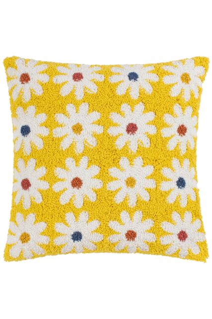 Heya Home Daisy Knitted Tufted Loop Cushion in Yellow - Size: 45 cm x 45 cm - image 1