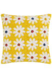 Heya Home Daisy Knitted Tufted Loop Cushion in Yellow - Size: 45 cm x 45 cm - thumbnail 1