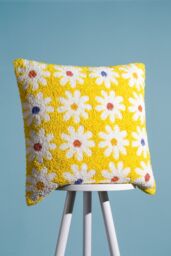 Heya Home Daisy Knitted Tufted Loop Cushion in Yellow - Size: 45 cm x 45 cm - thumbnail 5