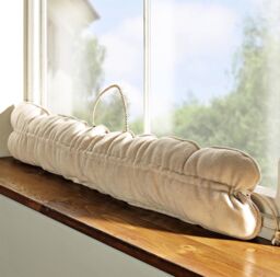 mysmartbuy Adjustable Draught Excluder Cushion - Energy Saving Door & Window Draft Breeze Guard Stopper - Measures 62-97cm Long in Cream