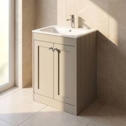 Balterley 600mm Floor Standing 2 Door Unit & Stone Basin 1 Tap Hole, Pebble Grey - thumbnail 4