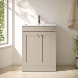 Balterley 600mm Floor Standing 2 Door Unit & Stone Basin 1 Tap Hole, Pebble Grey - thumbnail 6