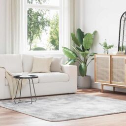 Berkfield Home Shaggy Rug High Pile NAVARRA Light Grey 200x200 cm Polyester - Size: Medium - thumbnail 1