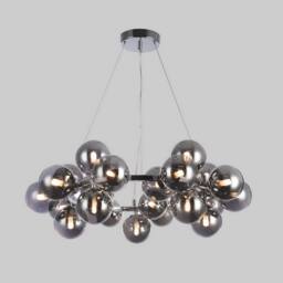 Netlighting Modern Hanging Pendant Chrome 25 Light with Smoky Shade G9 in Grey - thumbnail 2