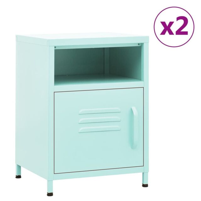Berkfield Home Nightstands 2 pcs Mint 35x35x51 cm Steel in Green - Size: 35 x 35 x 51 cm - image 1