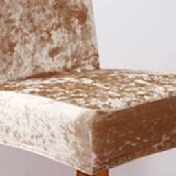 Havendro L Size - Champagne Velvet Dining Chair Covers Stretchable Slipcover in Tan - thumbnail 3