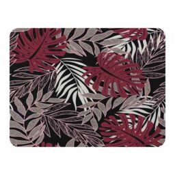 Benjamin Tate Design Tropical Leaves In Red White & Grey Blanket in Natural - Size: 120 cm x 150 cm - thumbnail 1