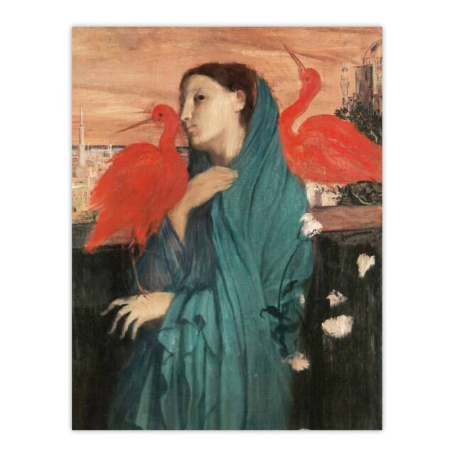 "Artery8 Young Woman with Ibis Birds Edgar Degas Vintage Wall Art Print Poster - Size: W18"" x H24""" - image 1