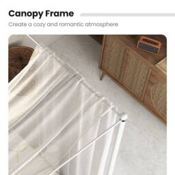 Costway Double Canopy Bed Frame Metal Platform Bed Base w/Headboard Footboard in White - thumbnail 7