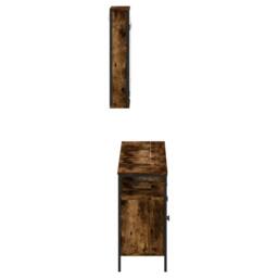 Berkfield Home Durable 3 Piece Bathroom Furniture Set Smoked Oak Engineered Wood in Brown - thumbnail 7