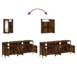 Berkfield Home Durable 3 Piece Bathroom Furniture Set Smoked Oak Engineered Wood in Brown - thumbnail 9