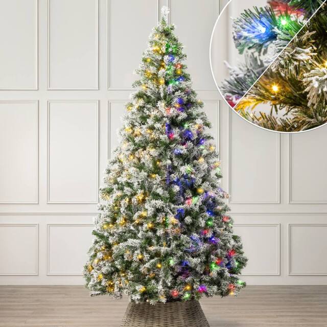 Christow Pre-Lit Christmas Tree Chamonix Spruce Colour Switch 5ft 6ft 7ft 8ft in Green - image 1