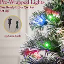 Christow Pre-Lit Christmas Tree Chamonix Spruce Colour Switch 5ft 6ft 7ft 8ft in Green - thumbnail 4