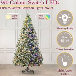 Christow Pre-Lit Christmas Tree Chamonix Spruce Colour Switch 5ft 6ft 7ft 8ft in Green - thumbnail 2
