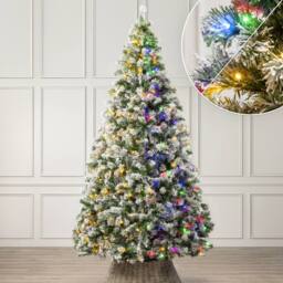 Christow Pre-Lit Christmas Tree Chamonix Spruce Colour Switch 5ft 6ft 7ft 8ft in Green - thumbnail 1