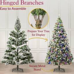 Christow Pre-Lit Christmas Tree Chamonix Spruce Colour Switch 5ft 6ft 7ft 8ft in Green - thumbnail 5