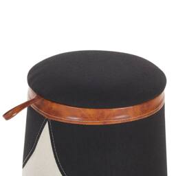Wyld and Coco Kids Pouffe Beige Faux Linen with Hidden Storage - thumbnail 5