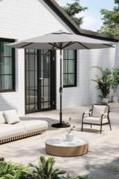 Garden Sanctuary Patio Umbrella 3M Rotating Garden Parasol with Decorative Base in Light Grey - thumbnail 1