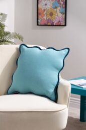 Heya Home Wiggle Reversible Piped Ready Filled Cushion in Blue - Size: 45 cm x 45 cm - thumbnail 4