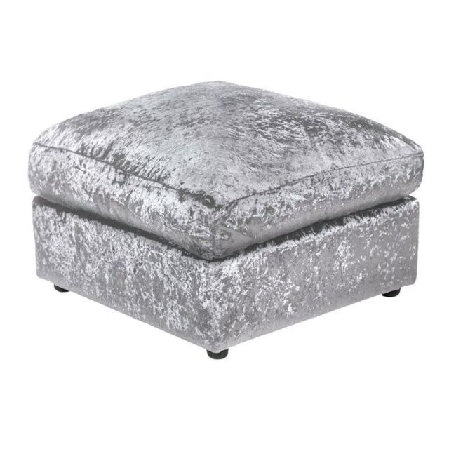 Furniture 786 Bella Crushed Velvet Footstool in Silver - image 1