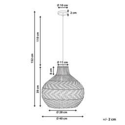 Wyld and Coco Pendant Lamp White Natural Rattan Shade Iron Handcrafted Living - thumbnail 3