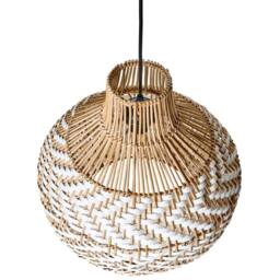 Wyld and Coco Pendant Lamp White Natural Rattan Shade Iron Handcrafted Living - thumbnail 5