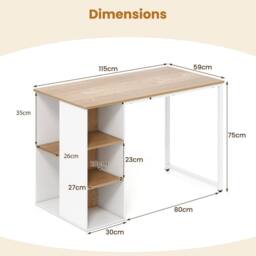 VOGREX Natural 115cm Modern Home Office Computer Desk - thumbnail 2
