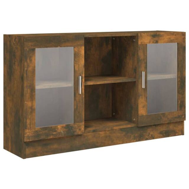 Berkfield Home Vitrine Cabinet Smoked Oak 120x30.5x70 cm Engineered Wood in Brown - image 1