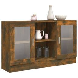 Berkfield Home Vitrine Cabinet Smoked Oak 120x30.5x70 cm Engineered Wood in Brown - thumbnail 6