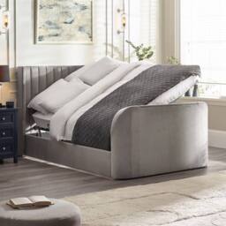 Cheshire Hickory Ottoman TV Bed - Light Grey - Double (135cm) - thumbnail 4