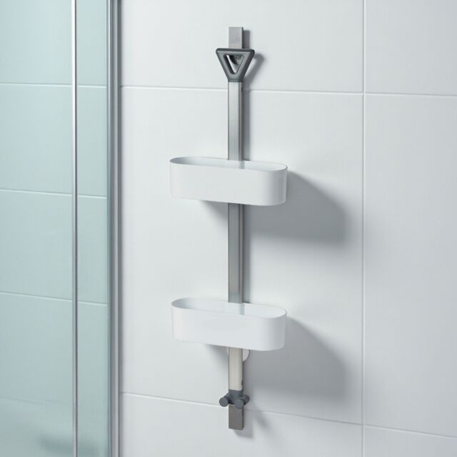 Showerdrape Elements Clear 2 Tier Basket Hanging Shower Caddy in White - image 1