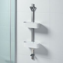 Showerdrape Elements Clear 2 Tier Basket Hanging Shower Caddy in White - thumbnail 1