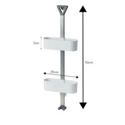 Showerdrape Elements Clear 2 Tier Basket Hanging Shower Caddy in White - thumbnail 2