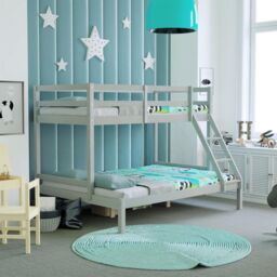 Home Discount Vida Designs Sydney Triple Sleeper Bunk Bed Frame Bedroom Furniture in Grey - Size: Single