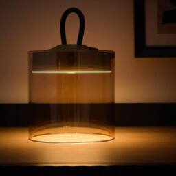 K LIVING Quito Small Rechargeable LED Antique Brass Lamp in Gold - thumbnail 2