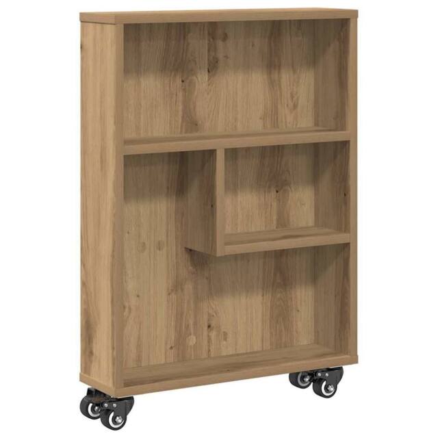 Berkfield Home Narrow Storage Trolley Artisian Oak 48x13x68 cm Engineered Wood in Brown - Size: 48 x 13 x 68 cm - image 1