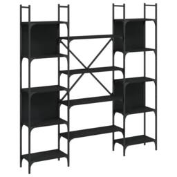 Berkfield Home Decorative Bookshelf Black 155.5x24x166.5 cm Engineered Wood - thumbnail 3