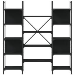 Berkfield Home Decorative Bookshelf Black 155.5x24x166.5 cm Engineered Wood - thumbnail 5