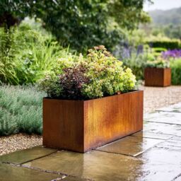 Nicoman Metal Planter Corten Steel Trough Planter Pre-Rusted 80cm x 40cm in Bronze - Size: 80 cm x 40 cm