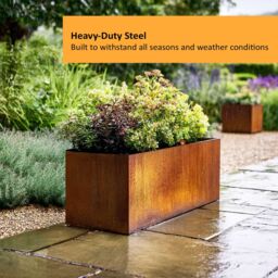 Nicoman Metal Planter Corten Steel Trough Planter Pre-Rusted 80cm x 40cm in Bronze - Size: 80 cm x 40 cm - thumbnail 6