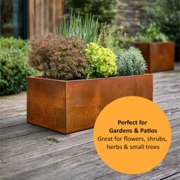 Nicoman Metal Planter Corten Steel Trough Planter Pre-Rusted 80cm x 40cm in Bronze - Size: 80 cm x 40 cm - thumbnail 7
