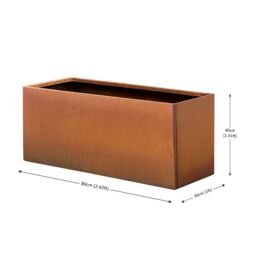 Nicoman Metal Planter Corten Steel Trough Planter Pre-Rusted 80cm x 40cm in Bronze - Size: 80 cm x 40 cm - thumbnail 3