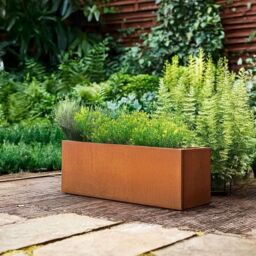 Nicoman Metal Planter Corten Steel Trough Planter Pre-Rusted 80cm x 40cm in Bronze - Size: 80 cm x 40 cm - thumbnail 4
